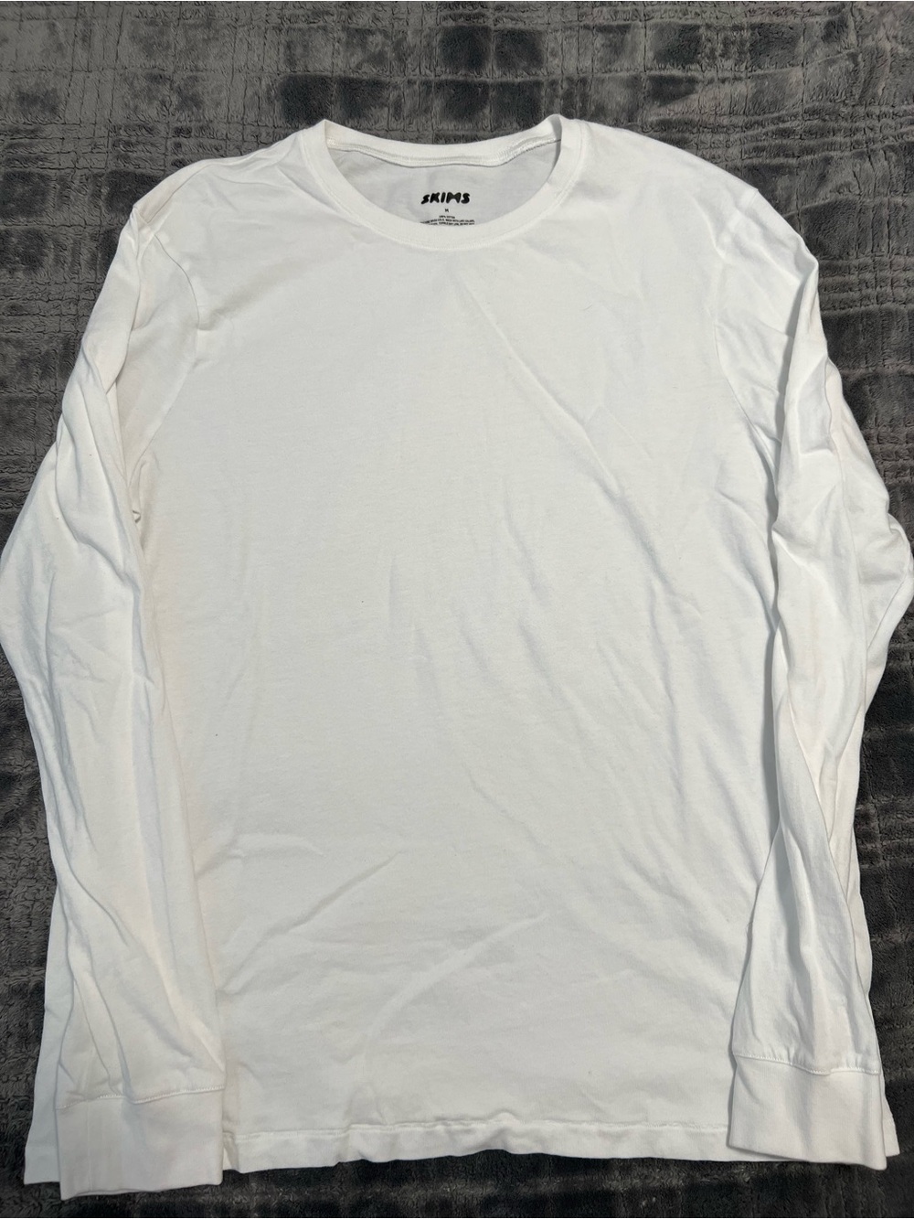 SKIMS Men's White Long Sleeve Crew Tee
